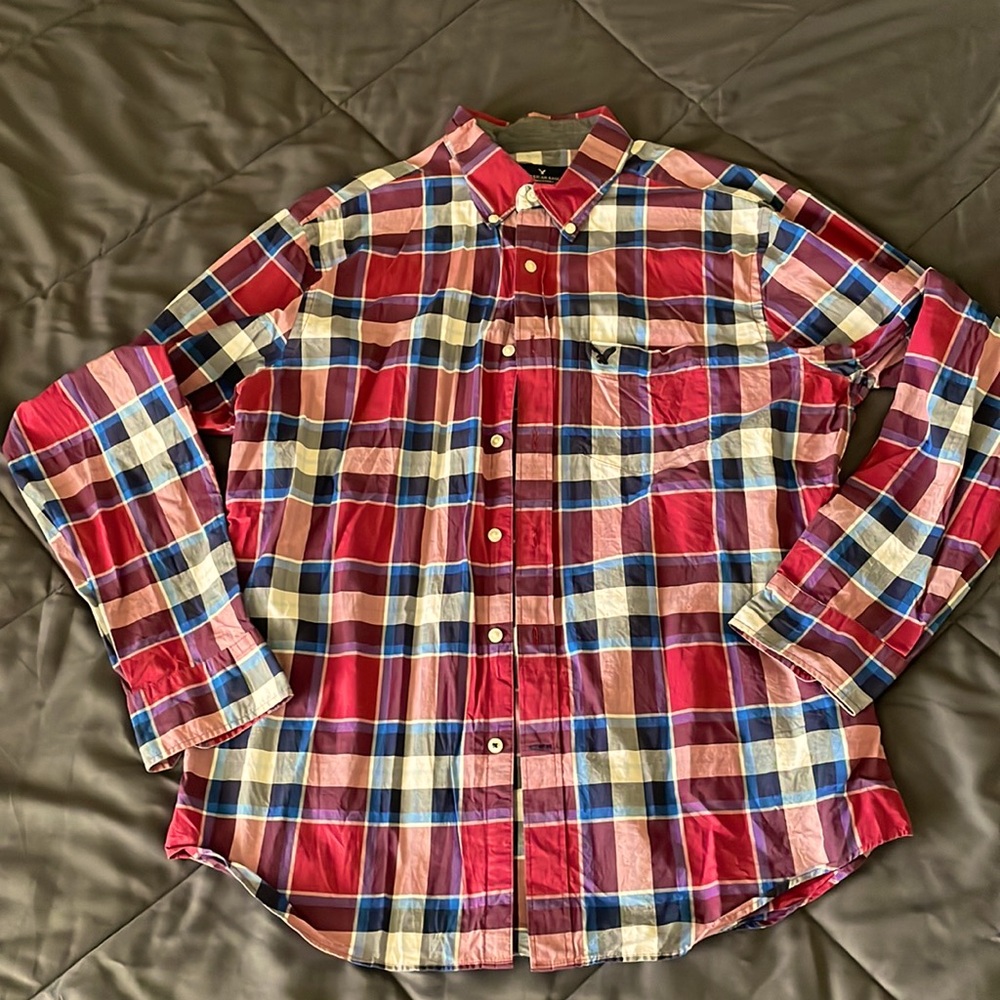 American Eagle Long Sleeve Plaid Shirt